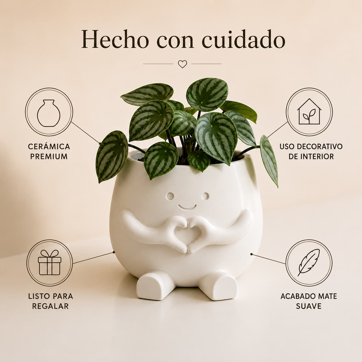 Maceta con Forma de Cabeza de Flor